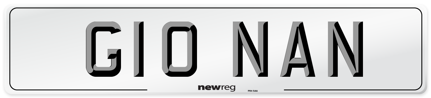 G10 NAN Number Plate from New Reg